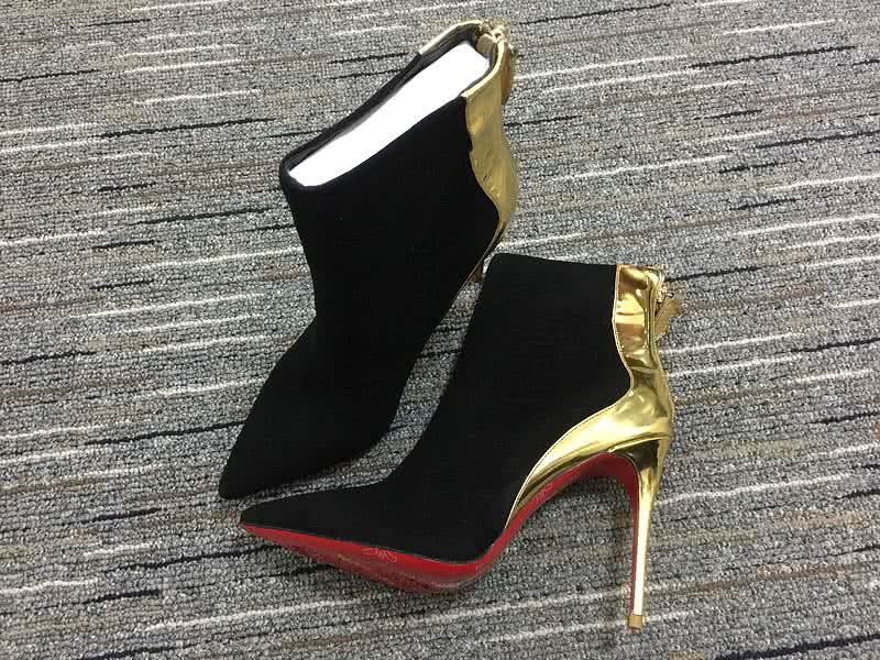 Christian Louboutin Women's Boots Black Suede And Golden High Heels 3