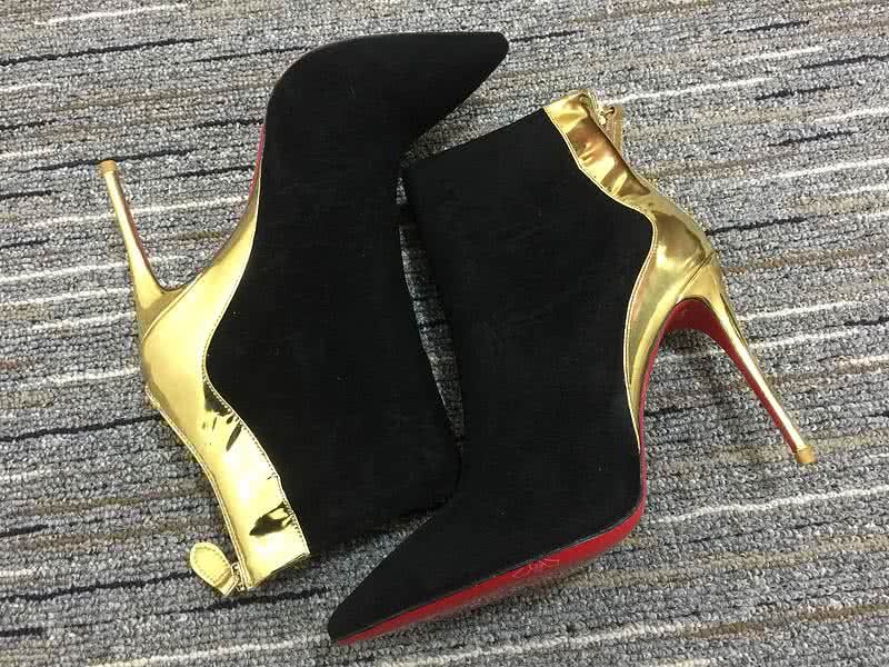 Christian Louboutin Women's Boots Black Suede And Golden High Heels 4