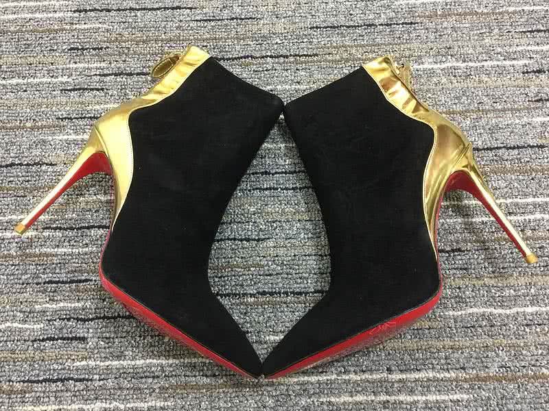 Christian Louboutin Women's Boots Black Suede And Golden High Heels 6