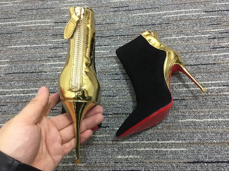 Christian Louboutin Women's Boots Black Suede And Golden High Heels 5