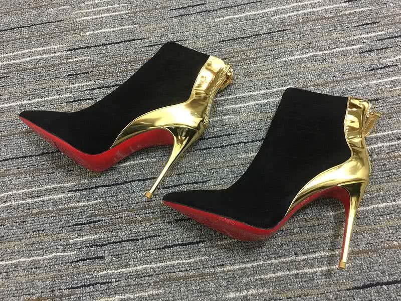 Christian Louboutin Women's Boots Black Suede And Golden High Heels 9