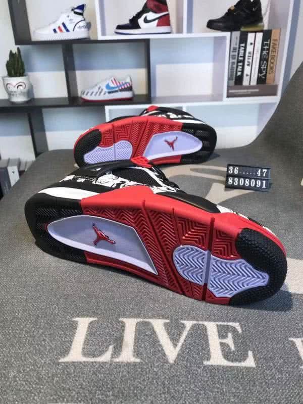 Air Jordan 4 Shoes Red Black And White Women/Men 6