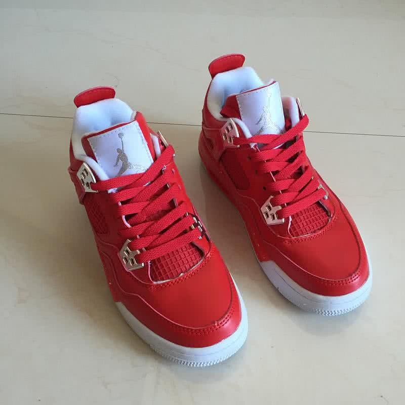 Air Jordan 4 Shoes Red And White Women/Men 3