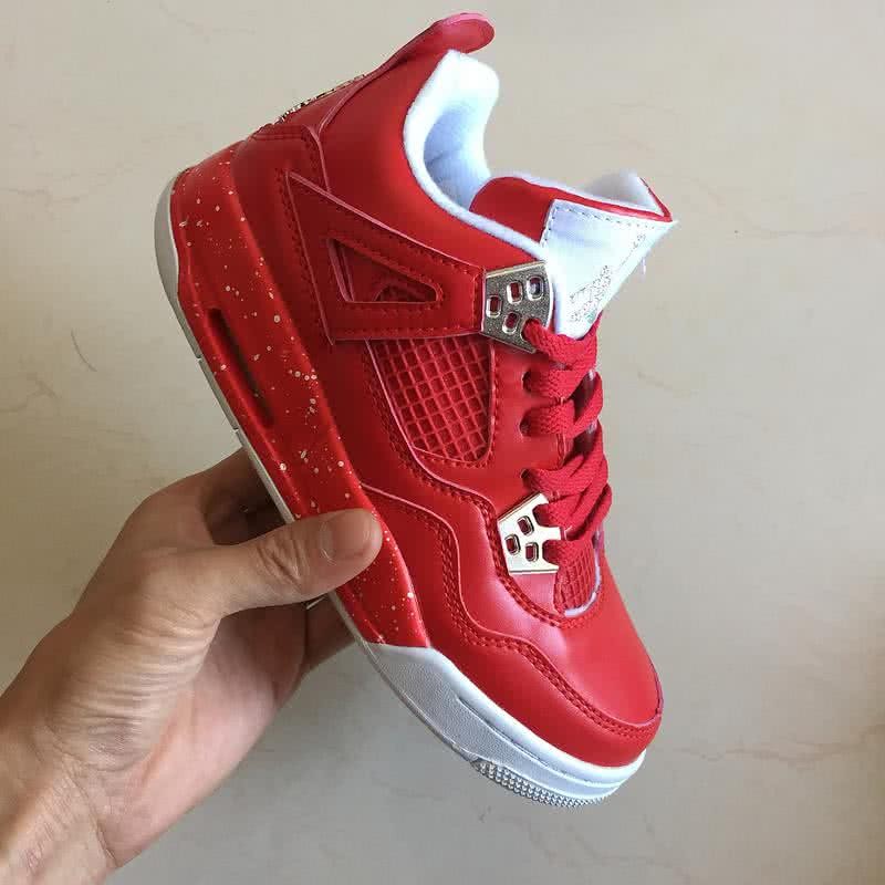Air Jordan 4 Shoes Red And White Women/Men 8