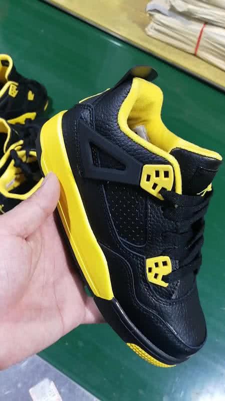 Air Jordan 4 Shoes Black And Yellow Children 1