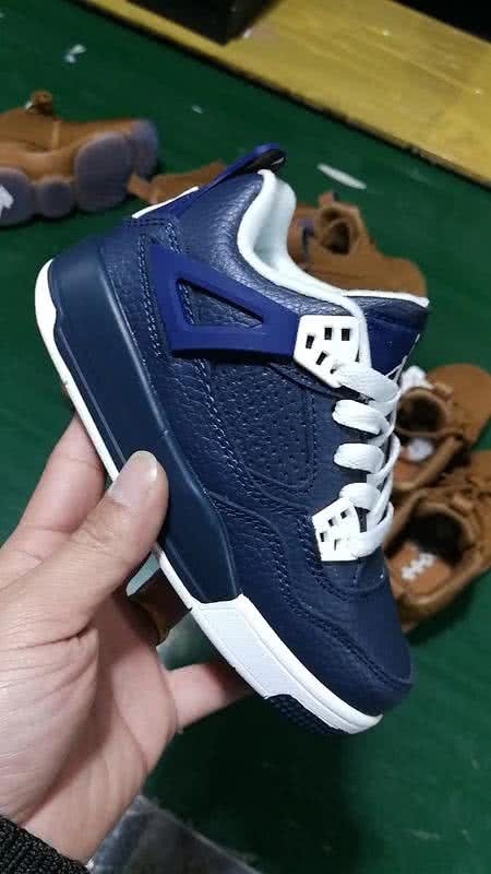 Air Jordan 4 Shoes Black And Blue Children 1