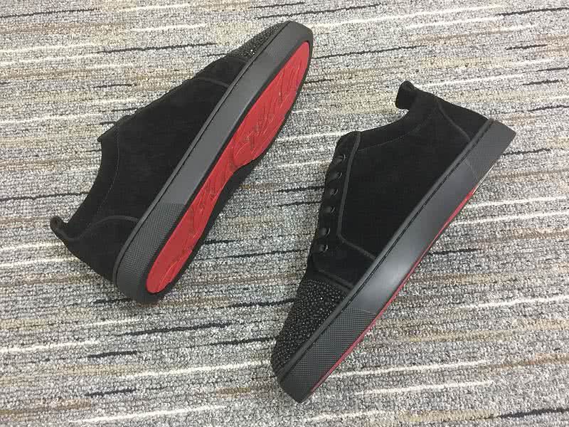 Christian Louboutin Low Top Lace-up Black Suede And Black Rhinestone On Toe Cap 3