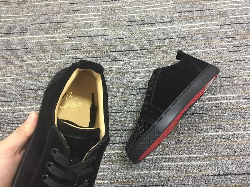 Christian Louboutin Low Top Lace-up Black Suede And Black Rhinestone On Toe Cap 4