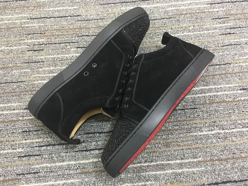 Christian Louboutin Low Top Lace-up Black Suede And Black Rhinestone On Toe Cap 7