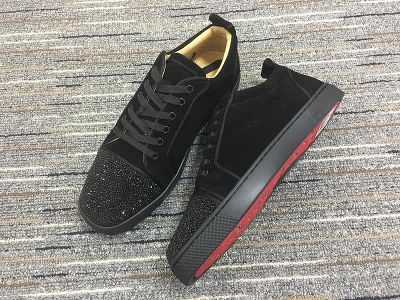 Christian Louboutin Low Top Lace-up Black Suede And Black Rhinestone On Toe Cap 8