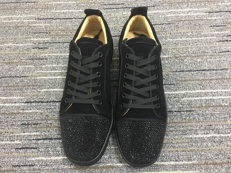 Christian Louboutin Low Top Lace-up Black Suede And Black Rhinestone On Toe Cap 9