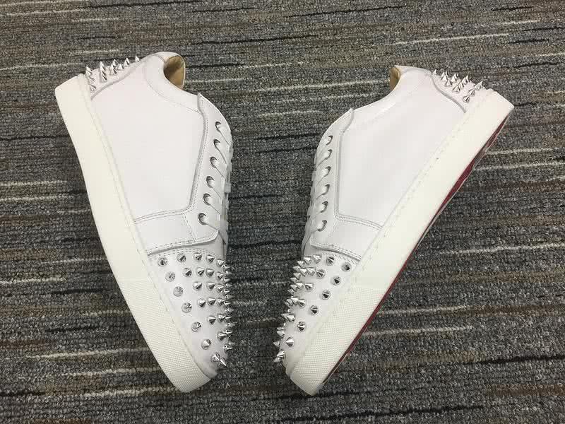 Christian Louboutin Low Top Lace-up White And Silver Rivets 2