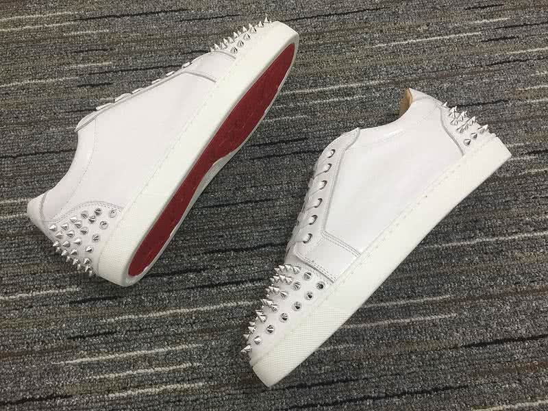 Christian Louboutin Low Top Lace-up White And Silver Rivets 4
