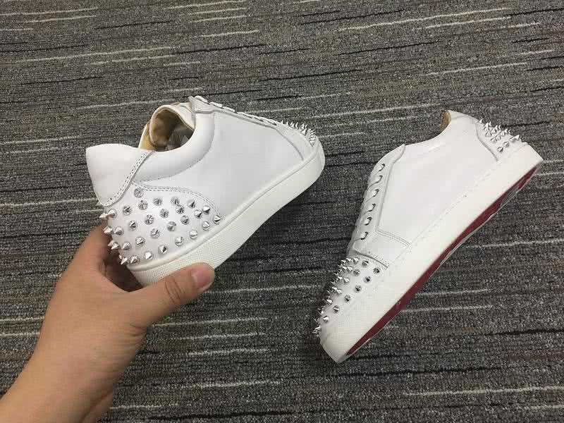 Christian Louboutin Low Top Lace-up White And Silver Rivets 5