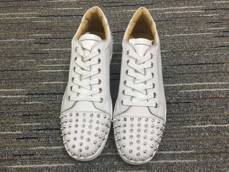 Christian Louboutin Low Top Lace-up White And Silver Rivets 8