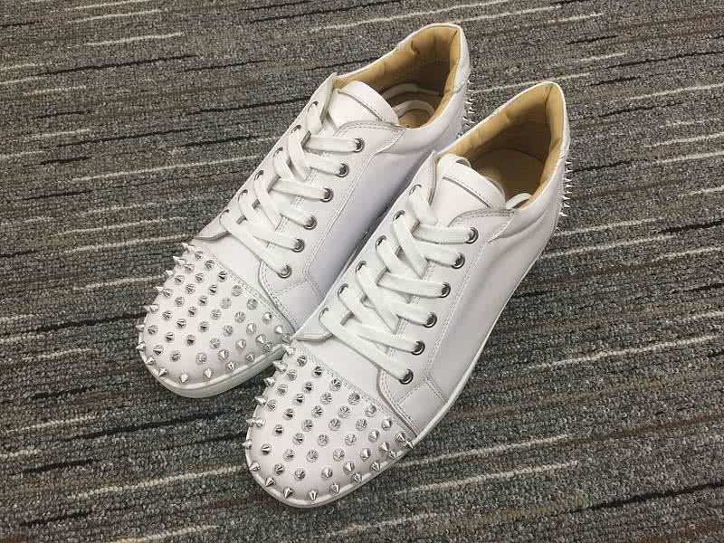 Christian Louboutin Low Top Lace-up White And Silver Rivets 1