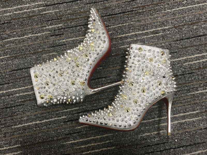 Christian Louboutin Women's Boots Silver And  Rivet High Heels 9