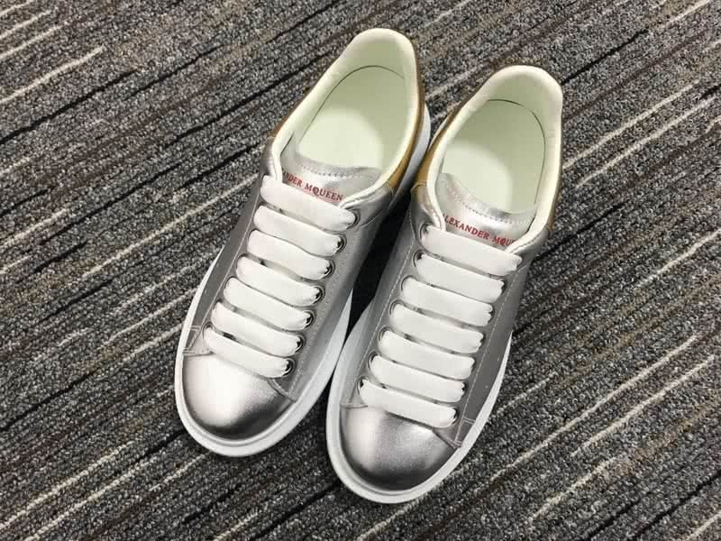 Alexander McQueen Silver and White shoelace Men And Women 1