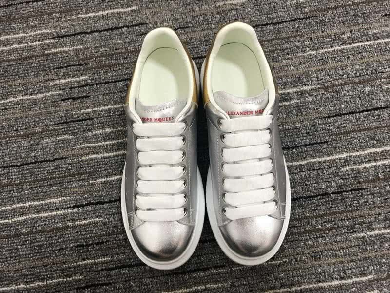 Alexander McQueen Silver and White shoelace Men And Women 3