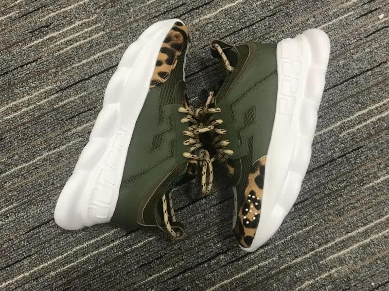 Versace Army Green And Leopard Print Leisure Sports Shoes Men/Women 6