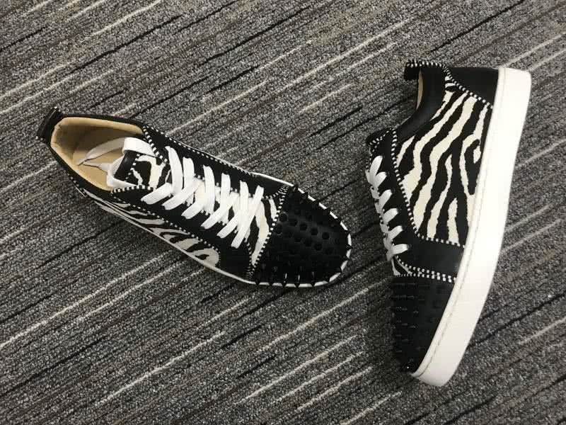 Christian Louboutin Low Top Lace-up Zebra-Stripe And Black Rivets On Toe Cap 4