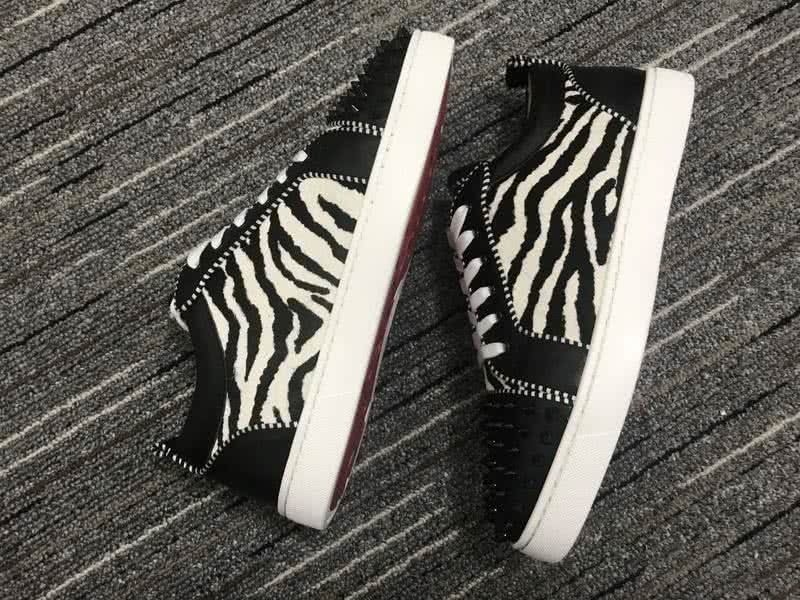 Christian Louboutin Low Top Lace-up Zebra-Stripe And Black Rivets On Toe Cap 5