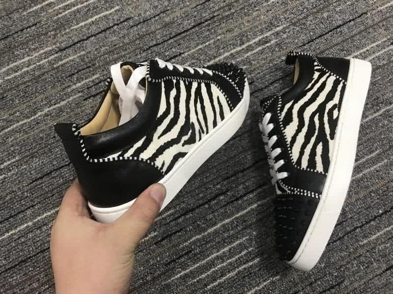 Christian Louboutin Low Top Lace-up Zebra-Stripe And Black Rivets On Toe Cap 7