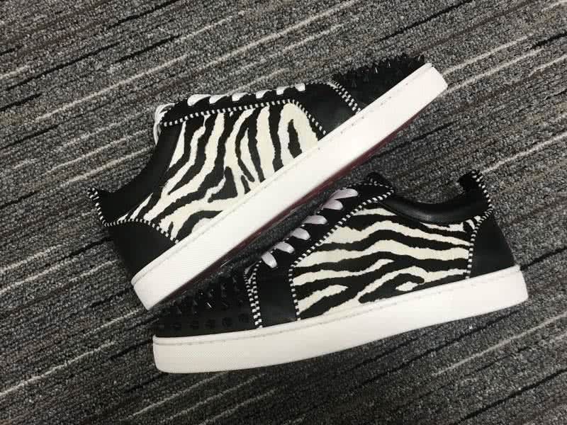 Christian Louboutin Low Top Lace-up Zebra-Stripe And Black Rivets On Toe Cap 9