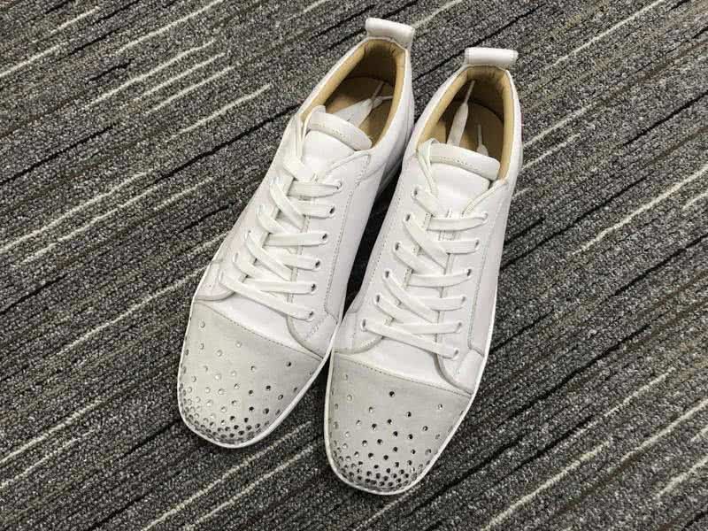 Christian Louboutin Low Top Lace-up White And Rhinestone 1