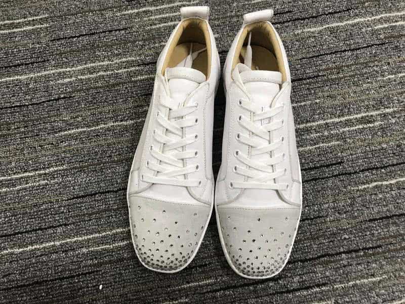 Christian Louboutin Low Top Lace-up White And Rhinestone 3