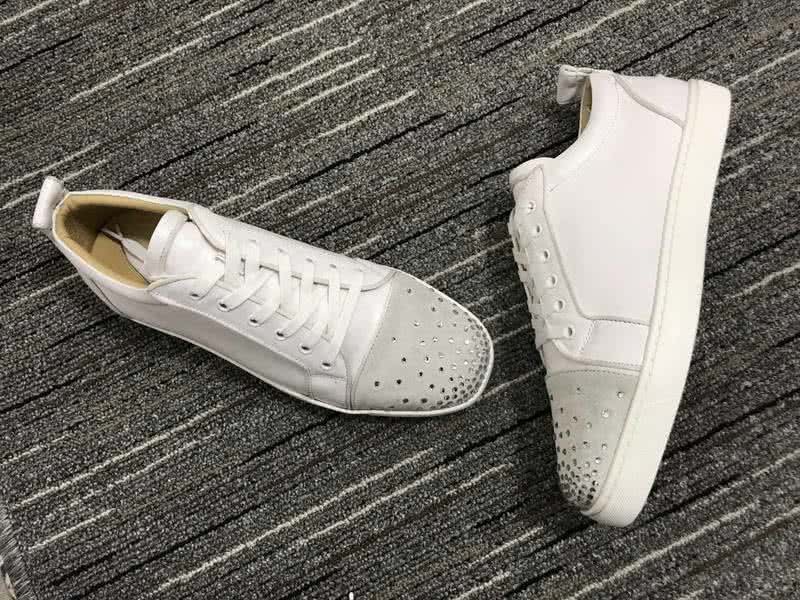 Christian Louboutin Low Top Lace-up White And Rhinestone 4