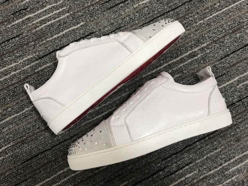 Christian Louboutin Low Top Lace-up White And Rhinestone 9