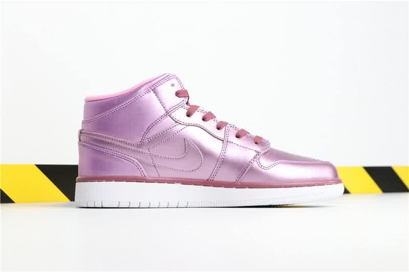 Air Jordan 1 MID Shoes Pink And White Women 2