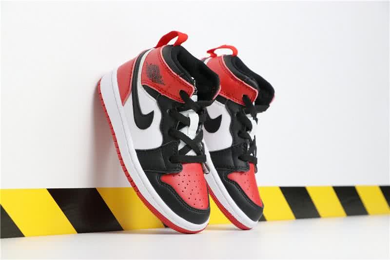 Air Jordan 1 Children's Shoes Black Red And White Women/Men 3