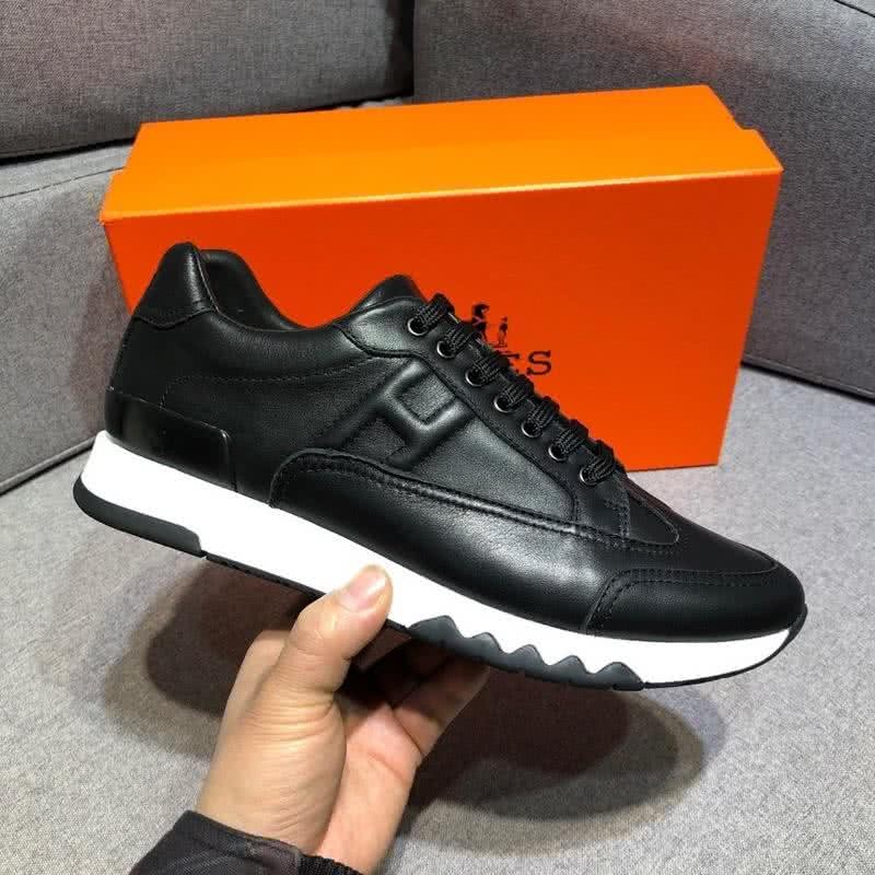 Hermes Fashion Comfortable Sports Shoes Cowhide Black And White Men 2