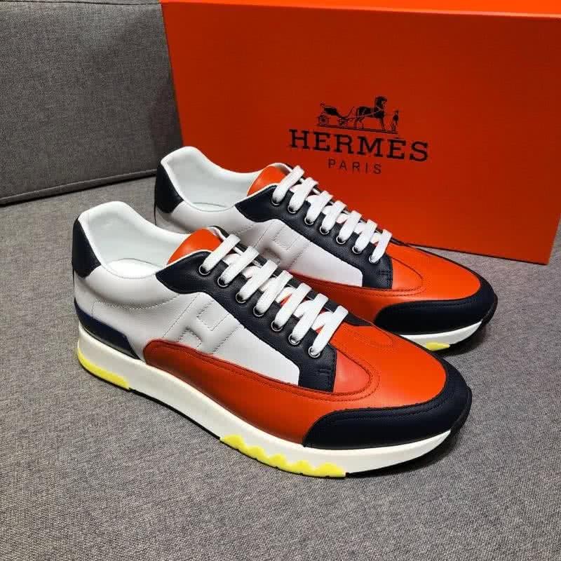 Hermes Fashion Comfortable Sports Shoes Cowhide Black And Red Men 3