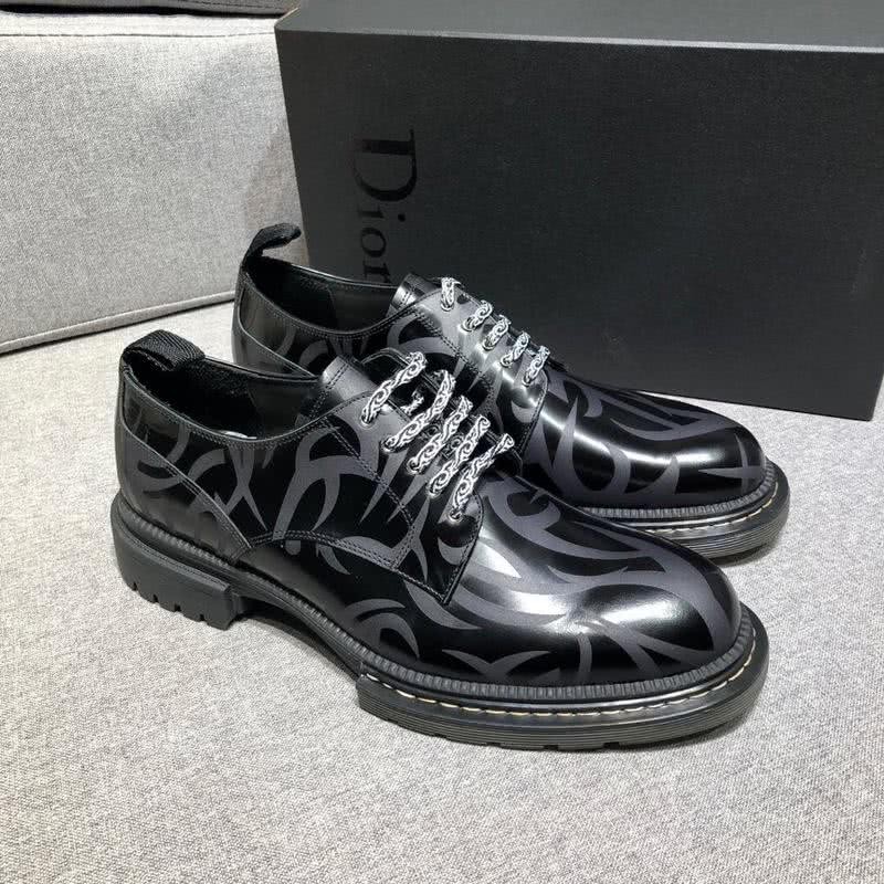 Dior Lace-ups Men All Black Calf Leather Shadow Pattern 2