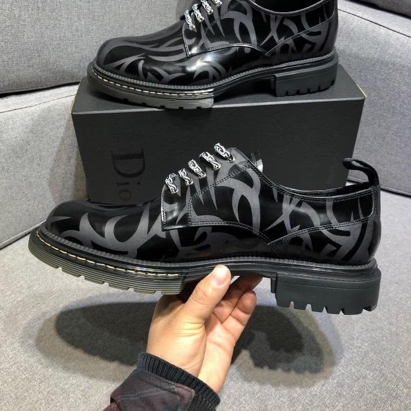 Dior Lace-ups Men All Black Calf Leather Shadow Pattern 4