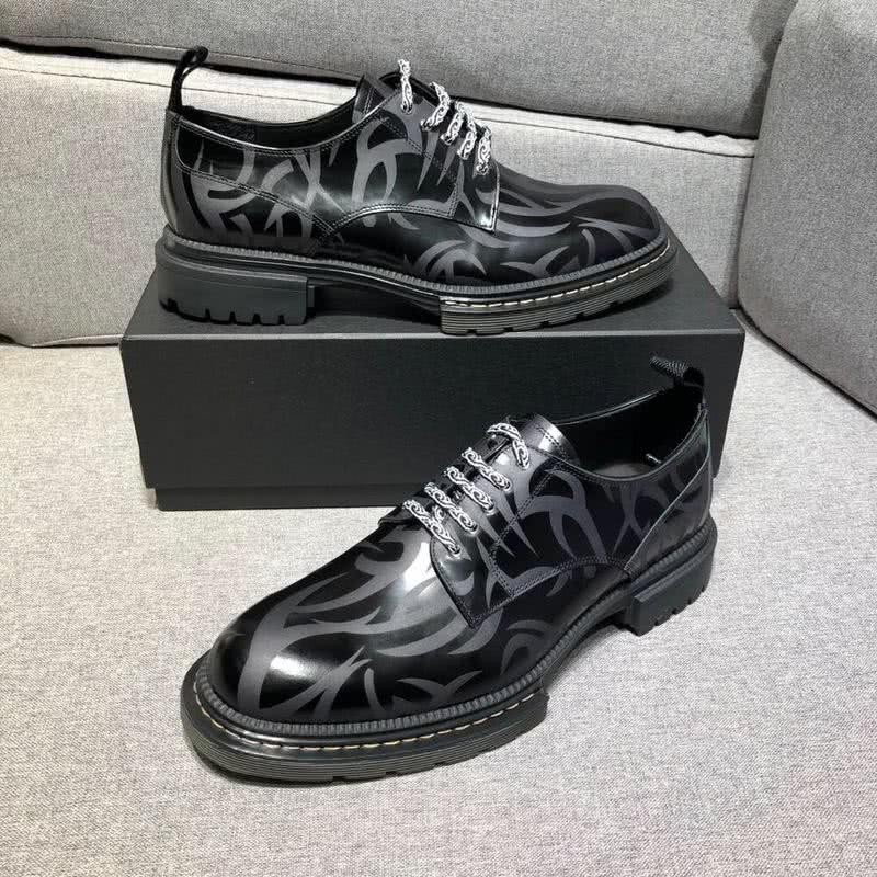 Dior Lace-ups Men All Black Calf Leather Shadow Pattern 7