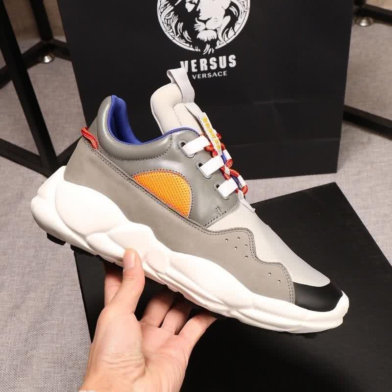Versace Sneakers Latex Insole Flexible White Gray And Orange Men 7