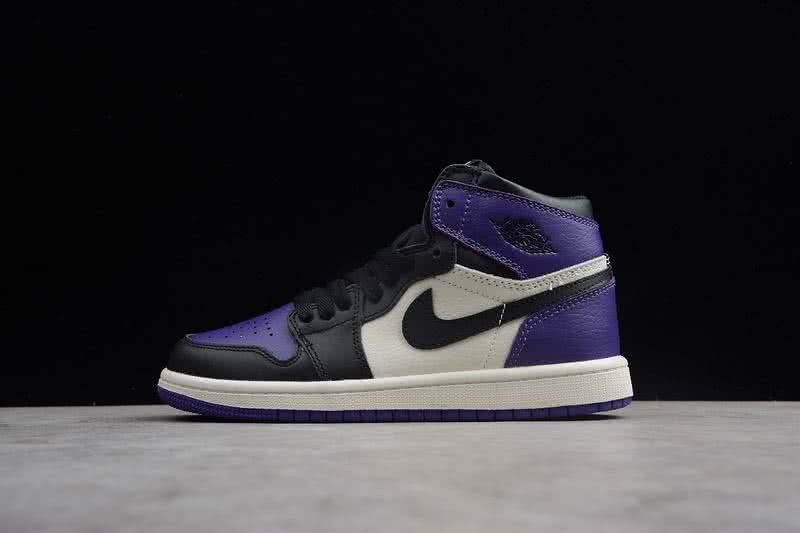 Nike AJ1 Cheap Kids Shoes Black/Purple 1