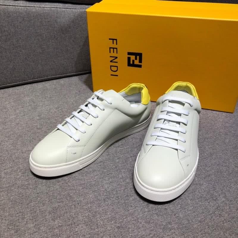 Fendi Sneakers White Upper And Sole Yellow Shoe Tail Men 8