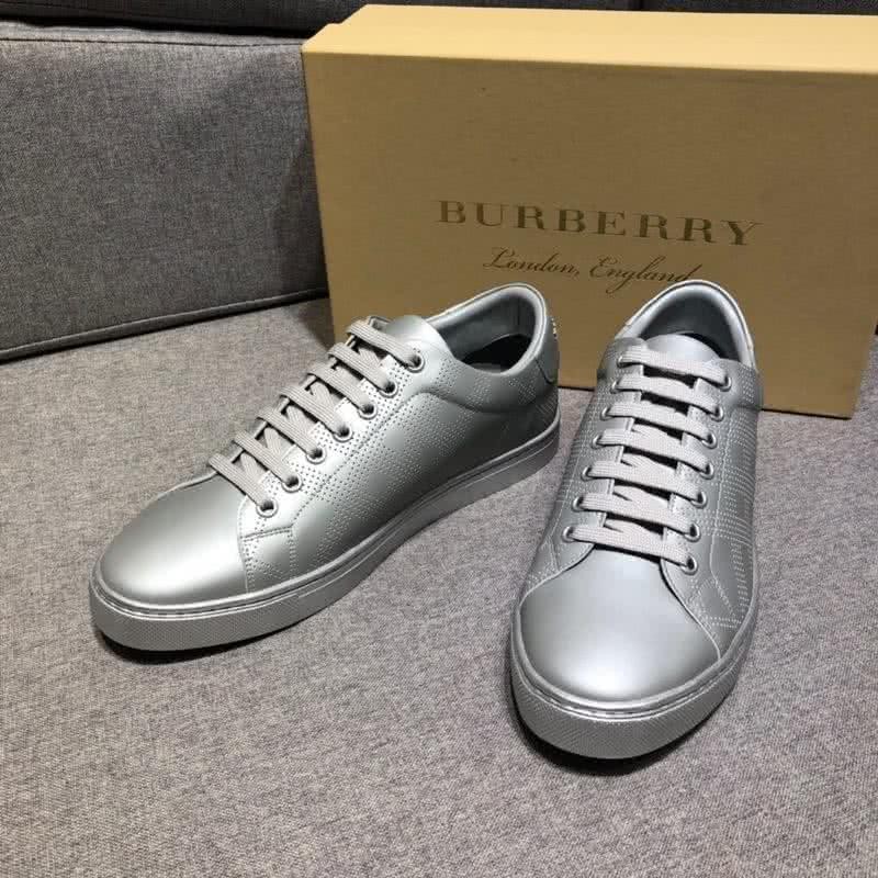 Burberry Fashion Comfortable Sneakers Cowhide Silver Men 2