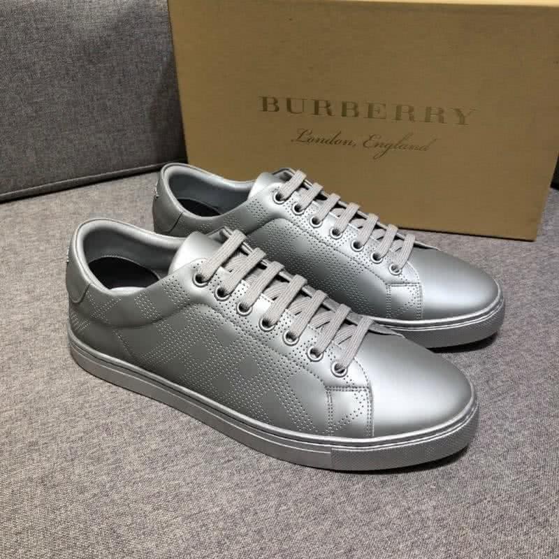Burberry Fashion Comfortable Sneakers Cowhide Silver Men 1