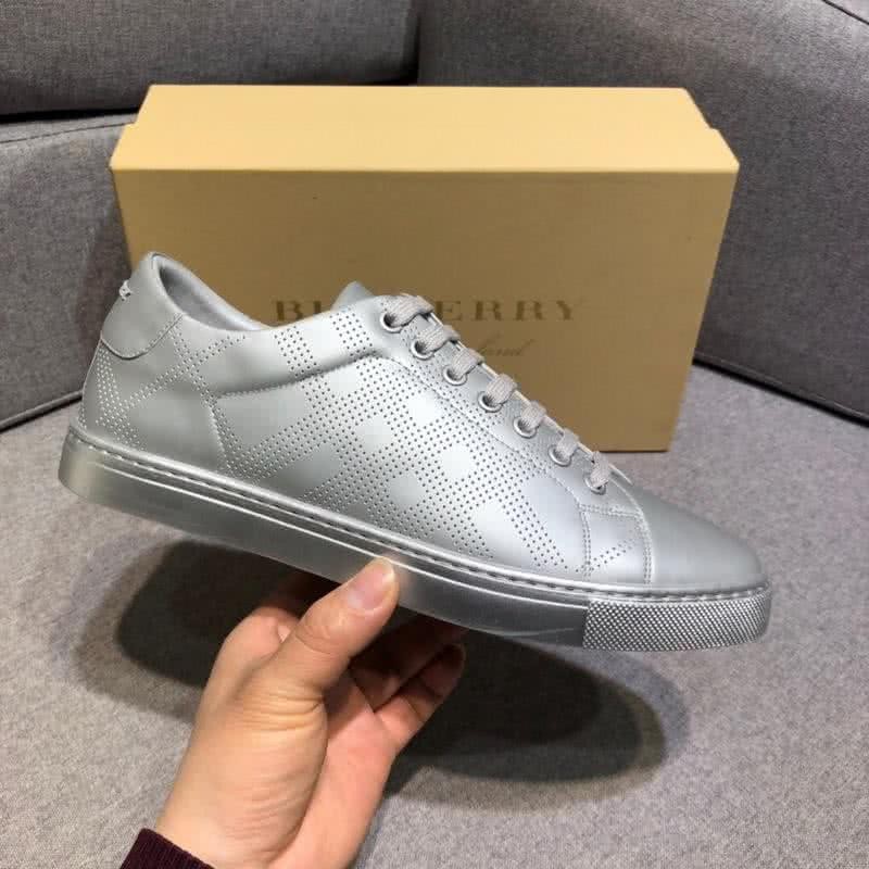 Burberry Fashion Comfortable Sneakers Cowhide Silver Men 3