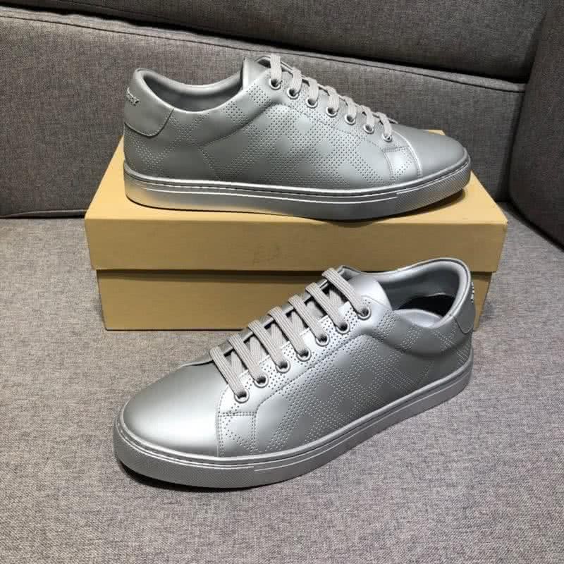 Burberry Fashion Comfortable Sneakers Cowhide Silver Men 7