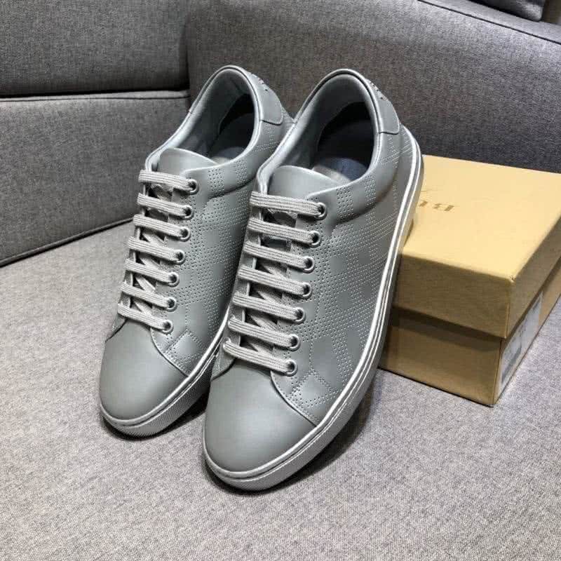 Burberry Fashion Comfortable Sneakers Cowhide Silver Men 8