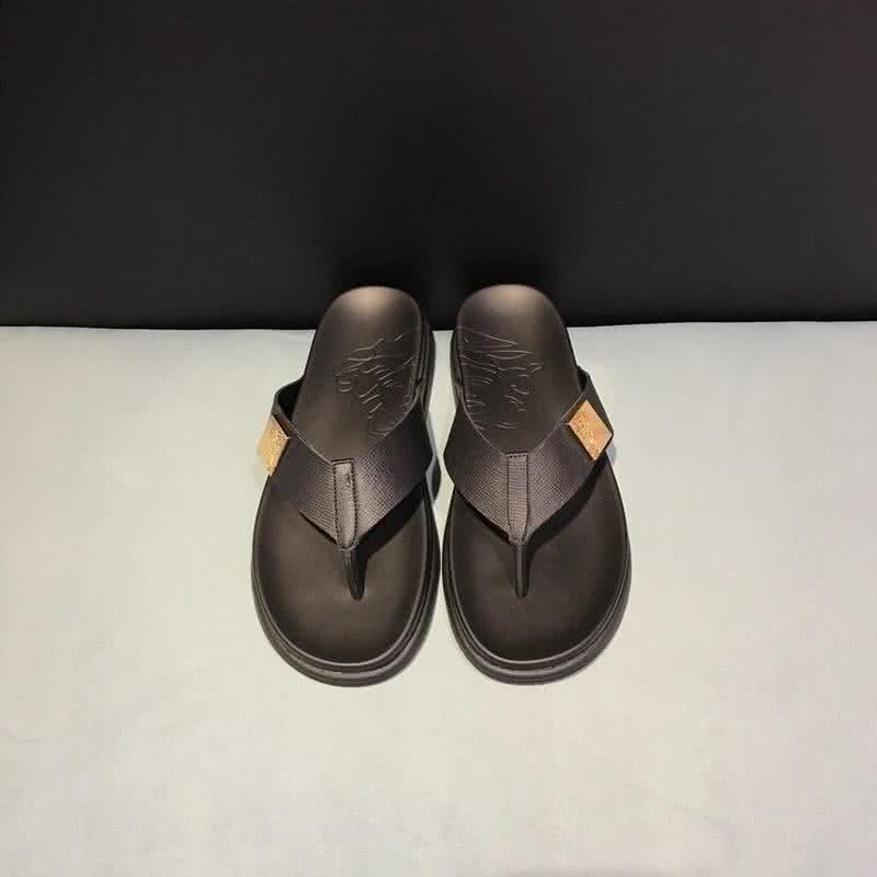 Versace New Fashion Flip Flops Cowhide Slippers Black Men 2