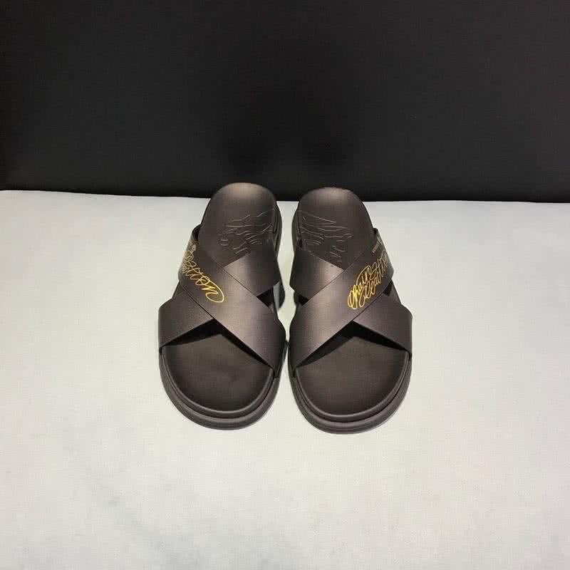 Versace Top Quality Slippers Cross Strap Black And Yellow Men 2