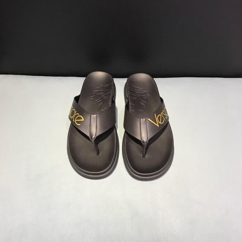 Versace Top Quality Flip Flops Slippers Black And Yellow Men 2